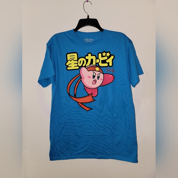 ‼️SOLD‼️Blue Shirt Kirby Design Short Sleeve Tee - Picture 1 of 4